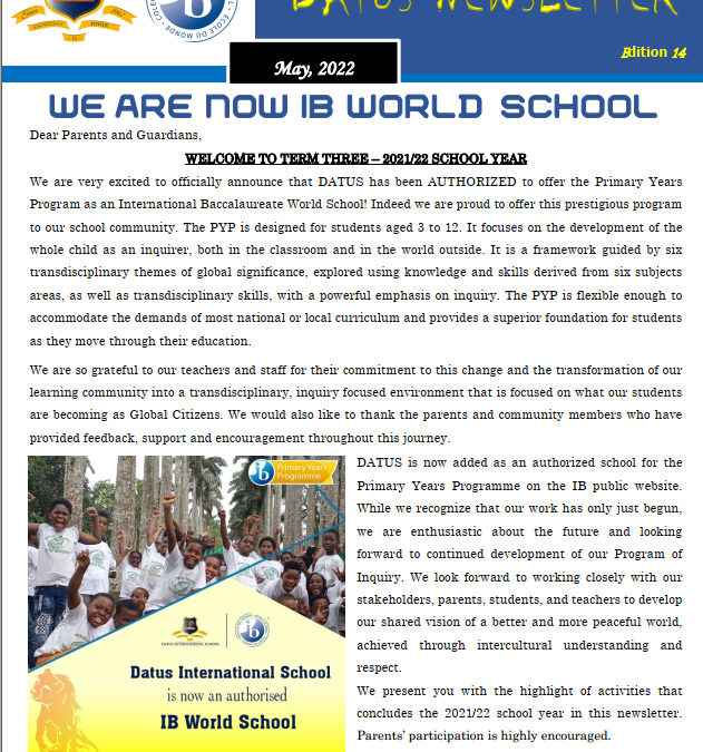 DATUS NEWSLETTER - May 2022 EDITION 14-2